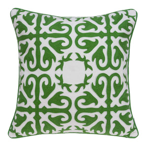 20" X 0.5" X 20" Transitional Green and White Accent Cotton Pillow Cover