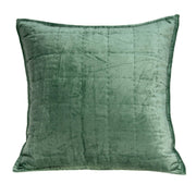 20" X 7" X 20" Transitional Green Solid Quilted Pillow Cover With Poly Insert