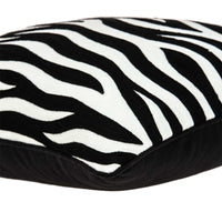 20" x 7" x 20" Transitional Black and White Zebra Pillow Cover With Poly Insert