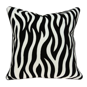 20" x 7" x 20" Transitional Black and White Zebra Pillow Cover With Poly Insert