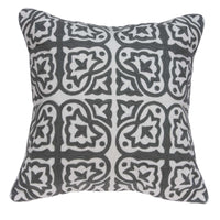 20" X 7" X 20" Traditional Gray and White Cotton Pillow Cover With Poly Insert