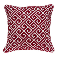 20" x 7" x 20" Transitional Red and White Cotton Pillow Cover With Poly Insert