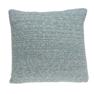 20" X 7" X 20" Transitional Blue Cotton Pillow Cover With Down Insert