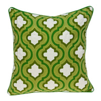 20" X 7" X 20" Traditional Green and White Pillow Cover With Down Insert