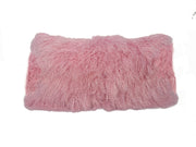 17" Pink Genuine Tibetan Lamb Fur Pillow with Microsuede Backing