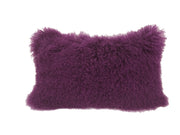 17" Purple Genuine Tibetan Lamb Fur Pillow with Microsuede Backing