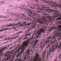 17" Purple Genuine Tibetan Lamb Fur Pillow with Microsuede Backing