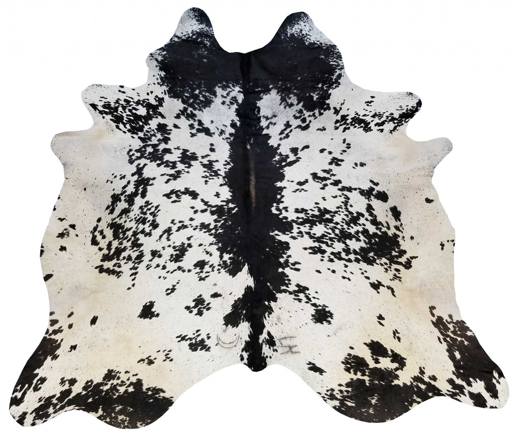 6 Ft Black and White Brindled Cowhide Rug