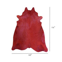 6.5' Red Genuine Cowhide Area Rug