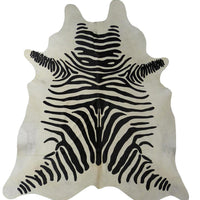 6 Ft Black and White Stenciled Cowhide Rug