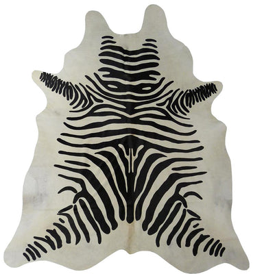 6 Ft Black and White Stenciled Cowhide Rug