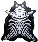 6 Ft Stenciled Reverse Zebra Cowhide Rug