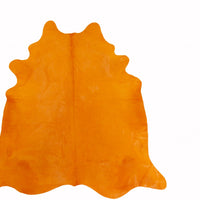 6 Ft Vibrant Orange Stenciled Cowhide Rug