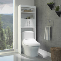 23.8" X 9.8" X 64.9" White Particle Board Malta Over The Toilet Cabinet