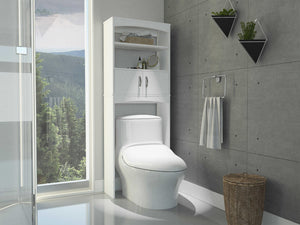 23.8" X 9.8" X 64.9" White Particle Board Malta Over The Toilet Cabinet