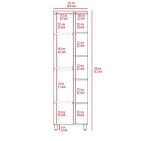 20.1" X 8.5" X 62.2" White Particle Board Linen Mirror Cabinet