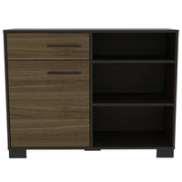 39.7" X 14" X 30.2" Black And  Oak Particle Board Sideboard