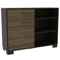 39.7" X 14" X 30.2" Black And  Oak Particle Board Sideboard