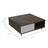 37.5" X 37.5" X 15.4" Walnut And  White Particle Board Coffee Table