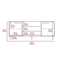 58.6" X 15.3" X 22.8" Oak Particle Board TV Stand