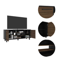 58.6" X 15.3" X 22.8" Oak Particle Board TV Stand