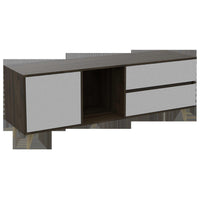 62.3" X 14.9" X 23" Walnut And White Particle Board TV Stand