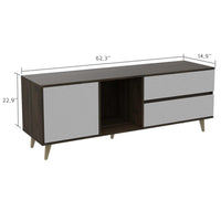 62.3" X 14.9" X 23" Walnut And White Particle Board TV Stand