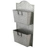 Galvanized Metal Two Tier Wall Pocket Organizer, Gray