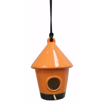 Orange Ceramic Hanging Bird House