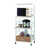 Commodious Kitchen Shelf On Casters, White