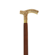 Lyptus Wood Walking Stick With Aesthetic Brass Handle, Walnut Brown