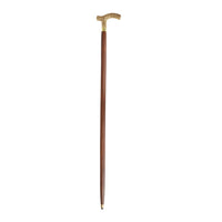 Lyptus Wood Walking Stick With Aesthetic Brass Handle, Walnut Brown