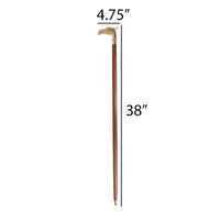 Lyptus Wood Walking Stick With Brass Eagle Head Handle, Brown and Gold