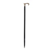 Ebony Black Vintage Walking Stick With Curved Brass Handle In Silver