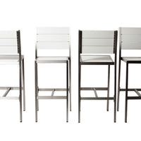 Catchy And Heighted Anodized Aluminum Armless Barstools In White (Set of 4)