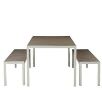 Anodized Aluminum Table And Bench Set In Gray (Set of 3)