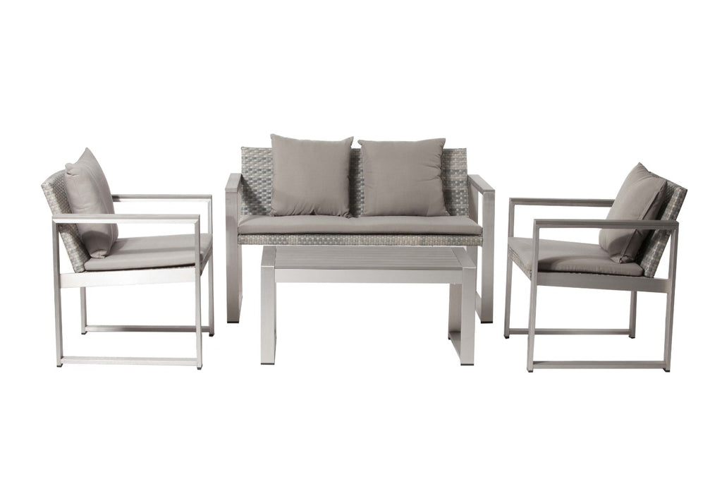 Outdoor Lounge Set In Gray- Taupe (Set of 4)