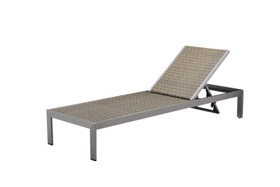 Anodized Aluminum Modern Lounger With Wheels, Brown