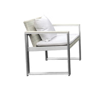 Anodized Aluminum Upholstered Cushioned Chair with Rattan, White