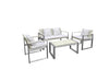Anodized Aluminum Upholstered Cushioned Chair with Rattan, White