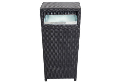 Rattan and Aluminum Outdoor Trash Can Black