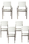 Metal Chairs With Slated Back Set of 6 Gray and White
