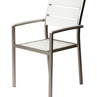 Metal Chairs With Slated Back Set of 6 Gray and White