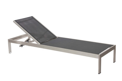Anodized Aluminum Modern Patio Lounger In Black