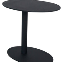 Metal Outdoor Side Table With Oval Top and Base, Black