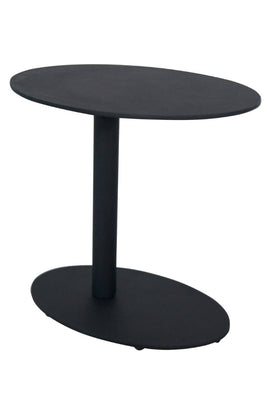 Metal Outdoor Side Table With Oval Top and Base, Black