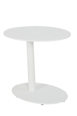 Metal Outdoor Side Table With Oval Top and Base, White