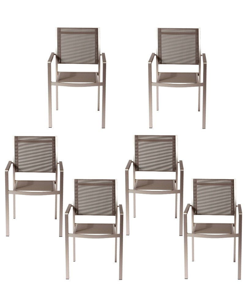 Aluminium Frame Dining Chair Set of 6 Gray