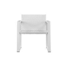 Upholstered Aluminum Cushioned Chair with Rattan, White