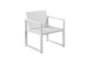 Upholstered Aluminum Cushioned Chair with Rattan, White